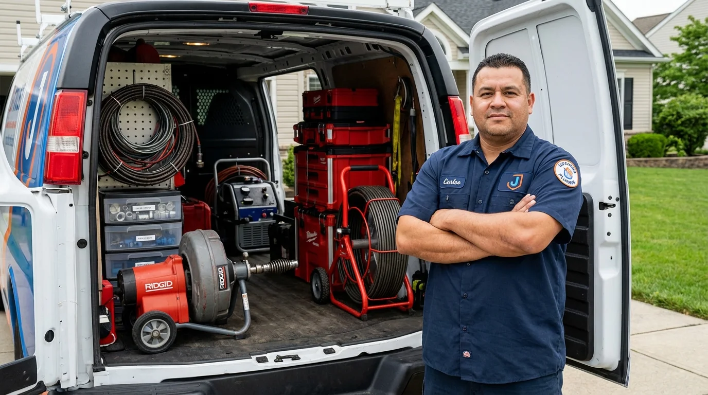 Professional drain cleaning equipment and Johns Plumbing LLC plumber in Mesquite