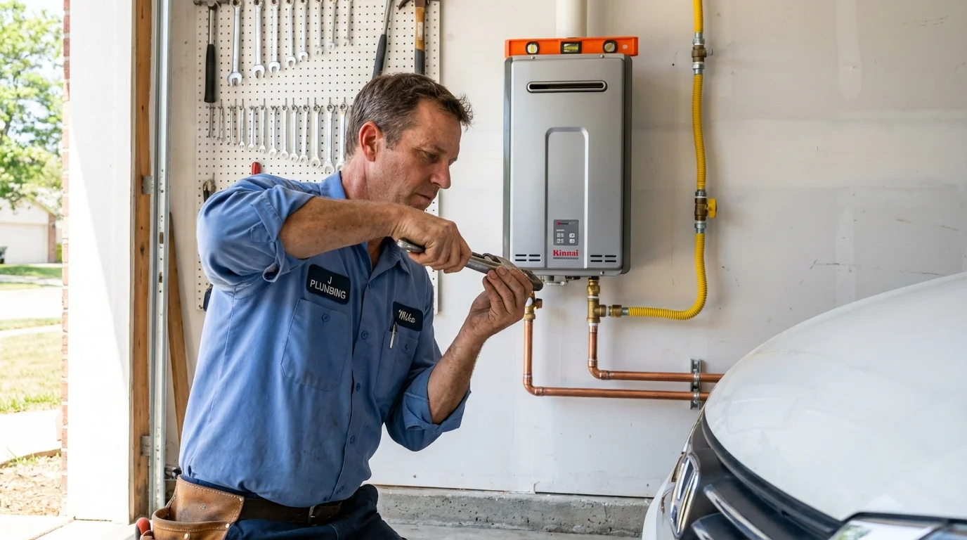Tankless water heater installation by a Johns Plumbing LLC plumber in Mesquite